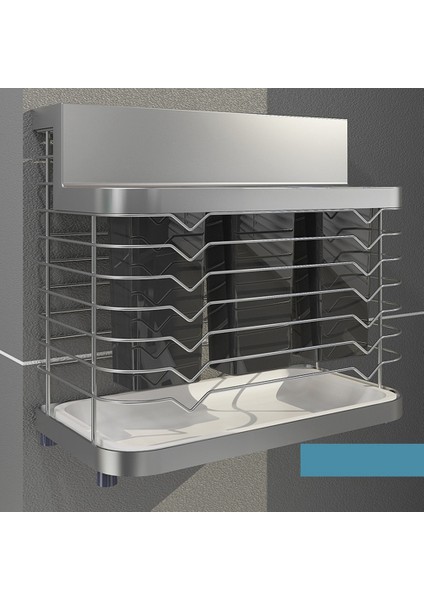 Santkuee 304 Paslanmaz Çelik Stand Duvara Monte Mutfak Depolama Rafı Bıçak Tutucu Çatal Bıçak Takımı Kutusu Organizatör Konteyner Aksesuarları (Yurt Dışından) indirimleri