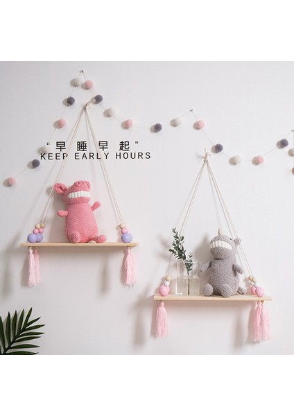 Santkuee Iskandinav Asılı Salıncak Halat Yüzer Raflar Duvara Monte Raf Boncuklu Salıncak Raf Resim Çıkıntı Ev Dekor B (Yurt Dışından) indirimleri