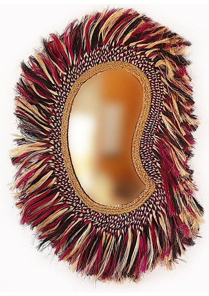 Mylamp Sahara Doğal Abaka El Yapımı Renkli Duvar Aynası 105X90 cm