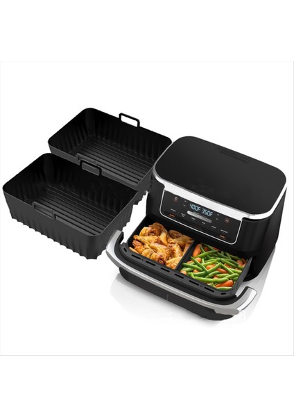 2 Adet Hava Fritöz Silikon Gömlekleri Ninjia DZ071 DZ550 Çift Hava Fritöz Yeniden Kullanılabilir Yapışmaz Hava Fritöz Sepeti Aksesuarları (Yurt Dışından) fırsatları