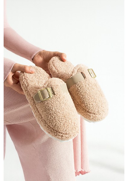 Tokalı Havlu Kışlık Kadın Ev Terliği Çeyiz Bohça Terliği Kışlık Terlik STC1164