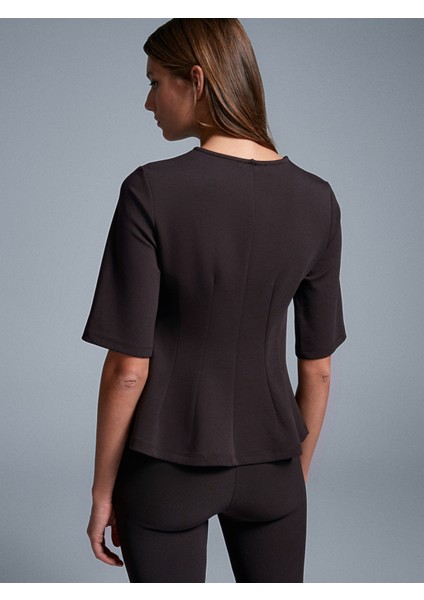 32077 Peplum Top-Koyu Kahve fiyatları