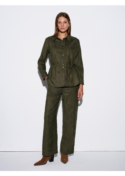 50518 Kemerli Süet Gömlek-Çağla indirimleri