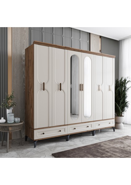 Loren 6 Kapaklı Çekmeceli Gardırop Tamamı Mdf (Aytaşı) fiyatları