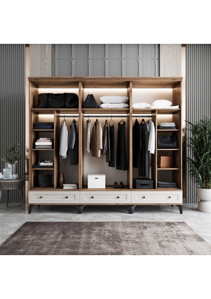 Loren 6 Kapaklı Çekmeceli Gardırop Tamamı Mdf (Aytaşı) modelleri