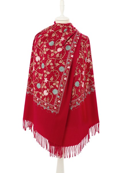 Bordo Taşlı Nakışlı Kışlık Şal fiyatları