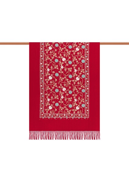 Bordo Taşlı Nakışlı Kışlık Şal modelleri