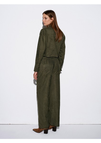 72164 Beli Lastikli Süet Pantolon-Çağla fiyatları