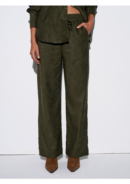 72164 Beli Lastikli Süet Pantolon-Çağla indirimleri