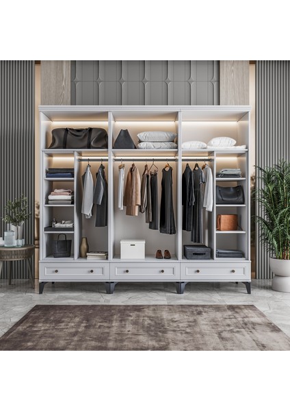 Loren 6 Kapaklı Çekmeceli Gardırop Tamamı Mdf (Beyaz) modelleri