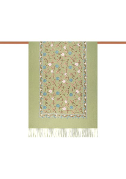 Açık Yeşil Taşlı Nakışlı Kışlık Şal modelleri