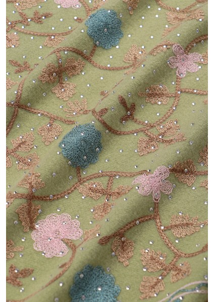 Açık Yeşil Taşlı Nakışlı Kışlık Şal fırsatları