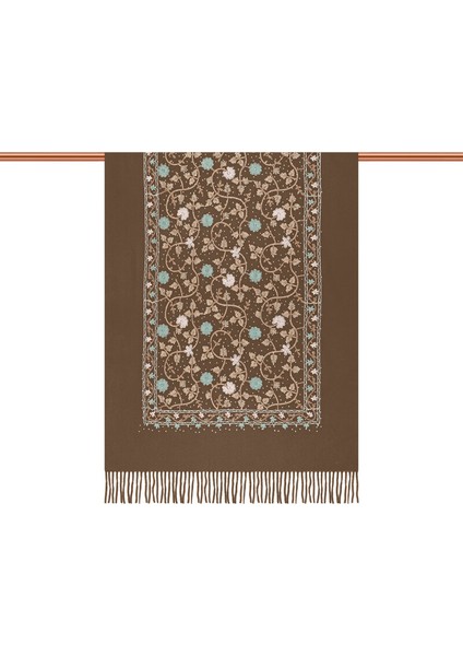 Kahverengi Taşlı Nakışlı Kışlık Şal modelleri