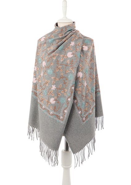 Gümüş Taşlı Nakışlı Kışlık Şal fiyatları