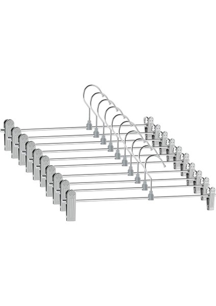 Santkuee Askılar, Klipsli Etek Askıları Yerden Tasarruflu, Ayarlanabilir Klipsli Askılar Pantolon Elbise Askıları 10'lu Paket (Yurt Dışından)