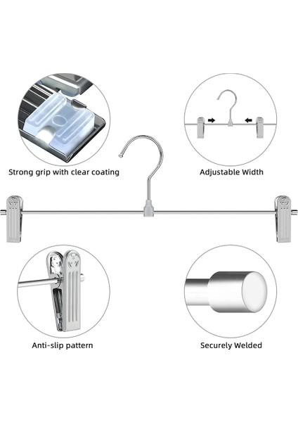 Santkuee Askılar, Klipsli Etek Askıları Yerden Tasarruflu, Ayarlanabilir Klipsli Askılar Pantolon Elbise Askıları 10'lu Paket (Yurt Dışından) fırsatları