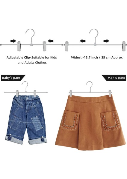 Santkuee Askılar, Klipsli Etek Askıları Yerden Tasarruflu, Ayarlanabilir Klipsli Askılar Pantolon Elbise Askıları 10'lu Paket (Yurt Dışından) indirimleri