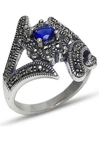 Kadın Safir Taşlı Gümüş Markazit Yüzük 2020238A fiyatları