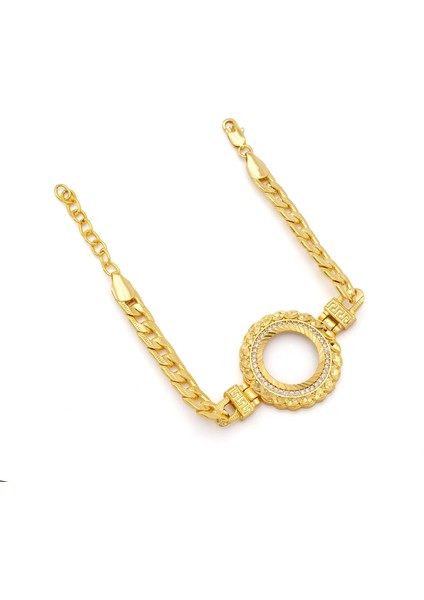 altın kaplama zirkon taşlı desenli figaro burma model çeyrek çerçeve bileklik blk-1164 fiyatları