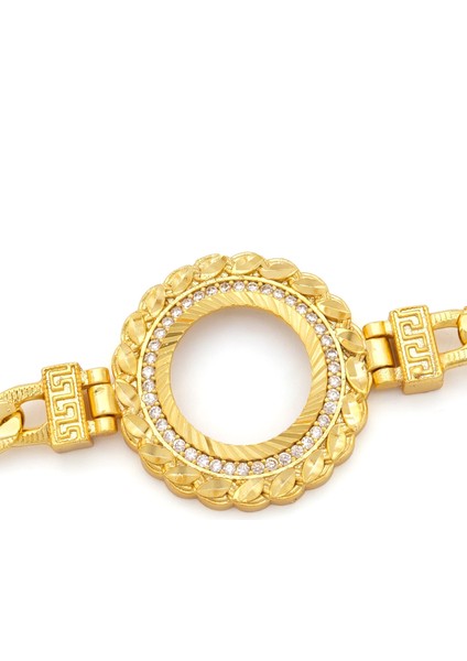 altın kaplama zirkon taşlı desenli figaro burma model çeyrek çerçeve bileklik blk-1164 modelleri