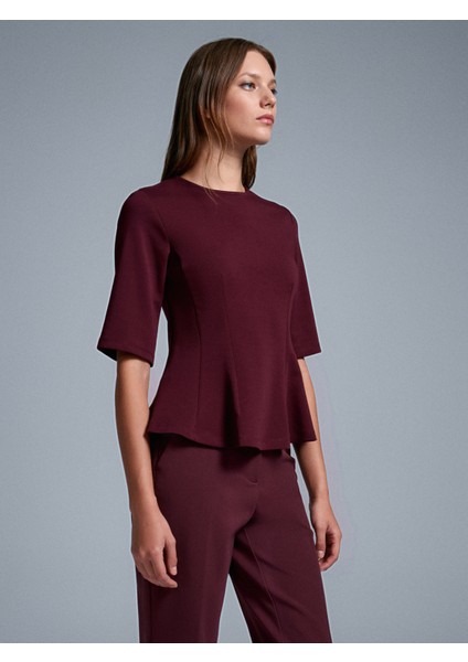 32077 Peplum Top-Bordo