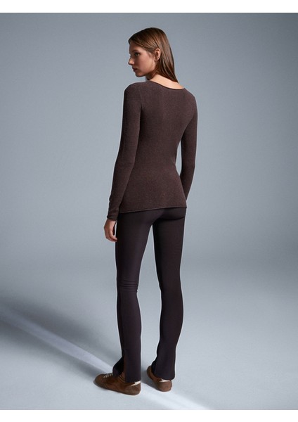 70385 Paçası Yırtmaçlı Tayt-Koyu Kahve fiyatları