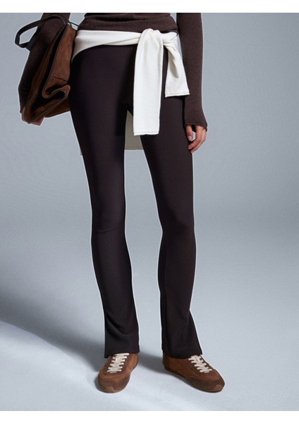 70385 Paçası Yırtmaçlı Tayt-Koyu Kahve indirimleri