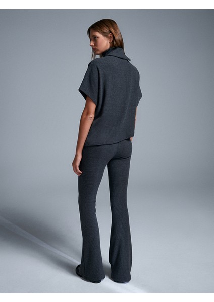 71910 Yüksek Bel Örme Pantolon-Antrasit fiyatları