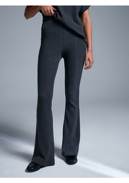 71910 Yüksek Bel Örme Pantolon-Antrasit indirimleri
