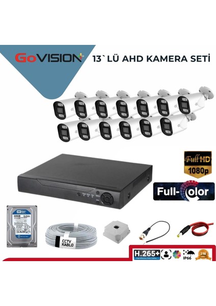 Go Vision 13'lü 2 Mp Ahd Kamera Seti- 3.6mm Full Color Serisi