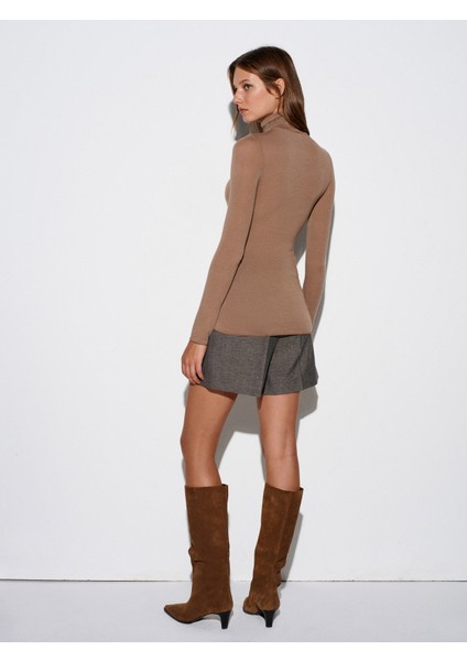 32277 Balıkçı Yaka Kaşmir Bluz-Vizon fiyatları