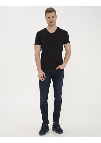 Erkek Siyah Slim Fit Basic Tişört 50232383-VR046 fırsatları