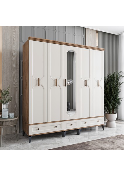 Loren 5 Kapaklı Çekmeceli Gardırop Tamamı Mdf (Aytaşı) fiyatları