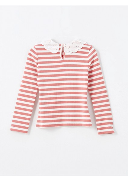 Lcw Kids Pembe Bebe Yaka Çizgili Kız Çocuk Tişört fiyatları