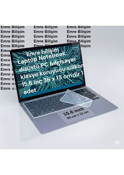 Klavye Koruyucu Silikon 15,6 Inc ( 36*13 Cm'dir )HDX8251 Laptop Notebook Dizüstü Pc Bilgisayar Için 1 Adet Emre Bilişim