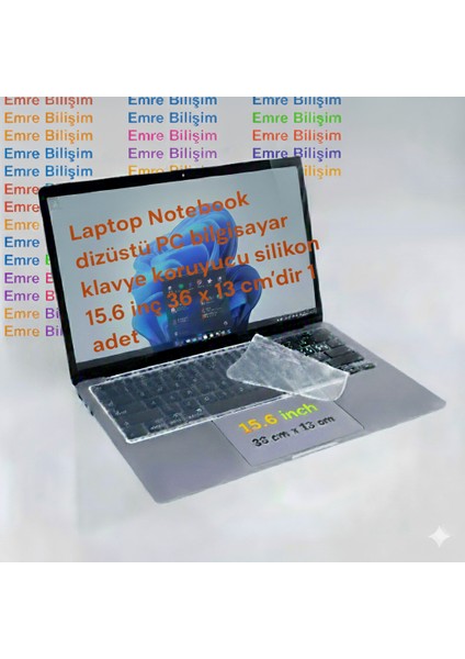 Klavye Koruyucu Silikon 15,6 Inc ( 36*13 Cm'dir )HDX8251 Laptop Notebook Dizüstü Pc Bilgisayar Için 1 Adet Emre Bilişim fırsatları