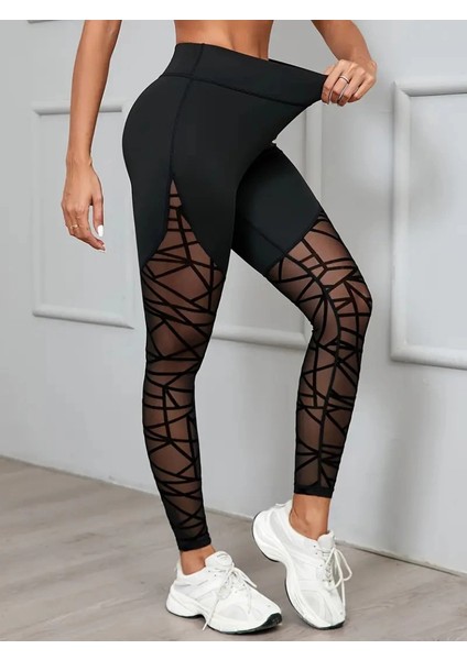 Mdb Kadın Yüksek Bel Geometrik Desen File Detaylı Dalgıç Tayt fiyatları