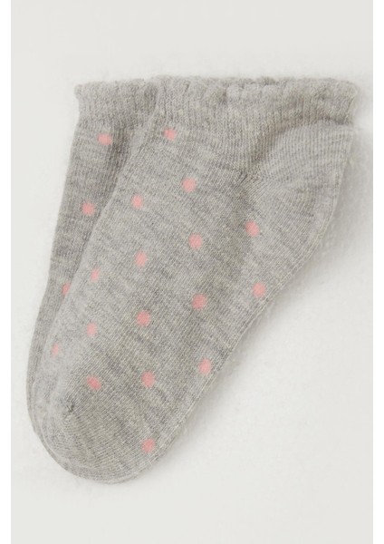 Kız Çocuk Patik Çorap Puantiye Desenli 1-12 Yaş, Gri Melanj modelleri