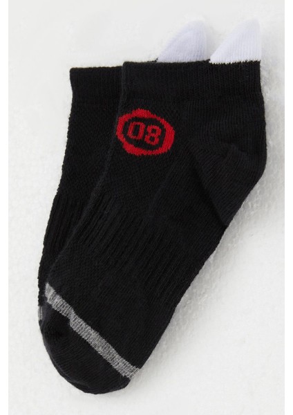Erkek Çocuk Patik Çorap Rakam Baskılı 5-14 Yaş, Siyah modelleri