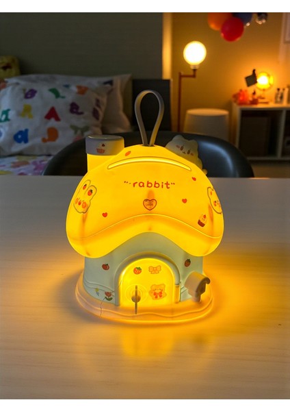 Sevimli Tavşan Ev Kumbara (Led Işıklı ve Sticker Hediyeli) – Çocuk Odası Lambası Mavi Renk fiyatları