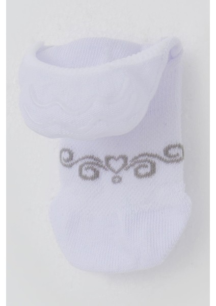 Kız Çocuk Babet Çorap Kalp Baskılı 7-14 Yaş, Beyaz modelleri
