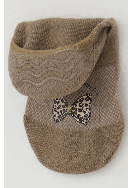 Kız Çocuk Babet Çorap Fiyonk Baskılı 5-14 Yaş, Kahverengi modelleri