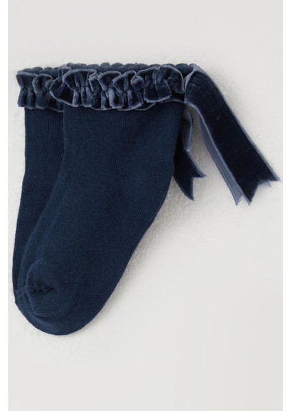 Kız Çocuk Soket Çorap Bilek Kısmı Fırfır Detaylı 1-12 Yaş, Lacivert modelleri