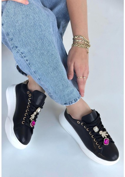 Gane Siyah Cilt Bağcıklı Spor Ayakkabı