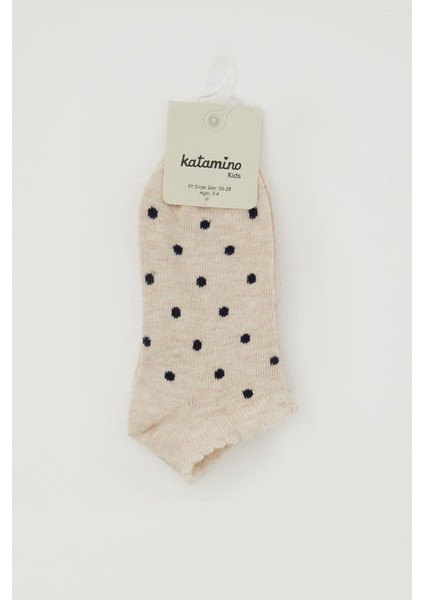 Kız Çocuk Patik Çorap Puantiye Desenli 1-12 Yaş, Bej Melanj fiyatları