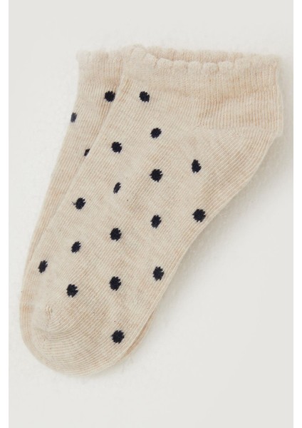 Kız Çocuk Patik Çorap Puantiye Desenli 1-12 Yaş, Bej Melanj modelleri