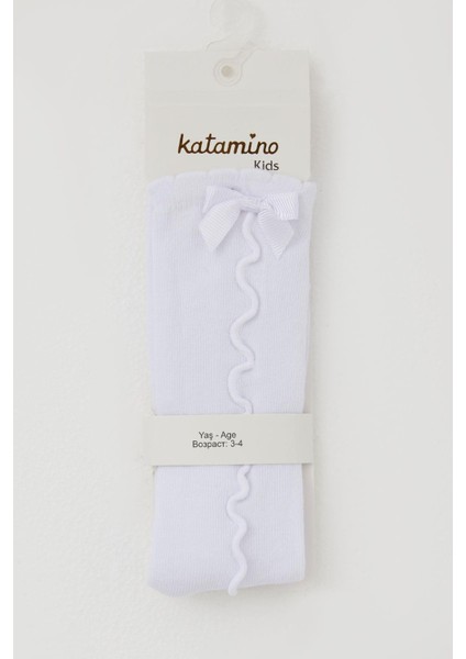 Kız Çocuk Golf Çorap Bilek Kısmı Fiyon Aksesuarlı 1-8 Yaş, Beyaz fiyatları