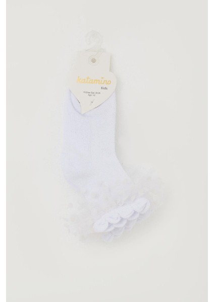 Kız Çocuk Soket Çorap Bilek Kısmı Tül Detaylı 1-4 Yaş, Beyaz fiyatları