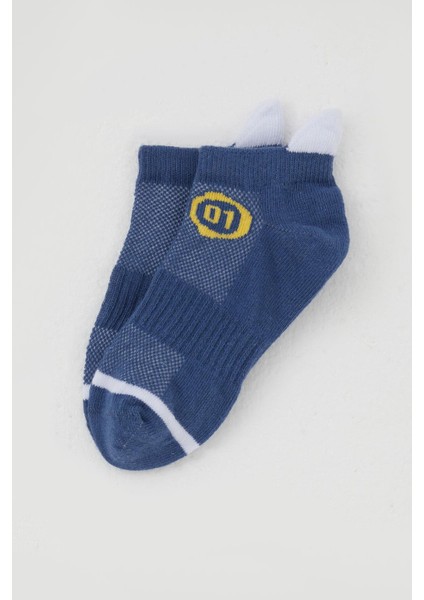 Breeze Erkek Çocuk Patik Çorap Rakam Baskılı 5-14 Yaş, Koyu Mavi