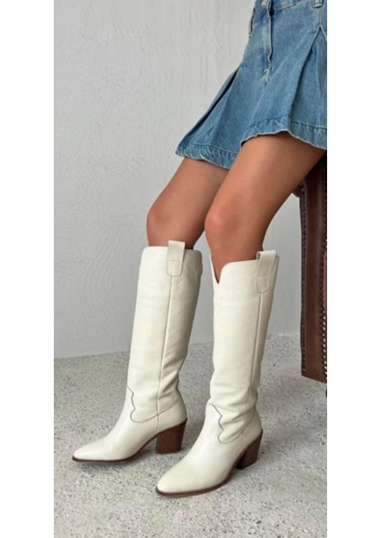 Kadın Sivri Burun Hakiki Deri Çizme